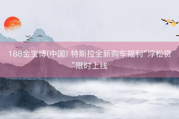 188金宝博(中国) 特斯拉全新购车福利“浮松贷”限时上线