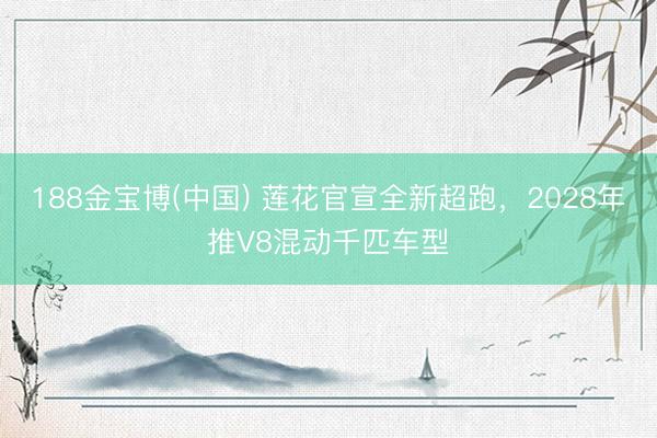 188金宝博(中国) 莲花官宣全新超跑，2028年推V8混动千匹车型