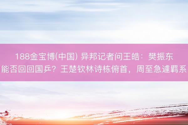 188金宝博(中国) 异邦记者问王皓：樊振东能否回回国乒？王楚钦林诗栋俯首，周至急遽羁系