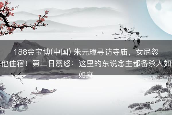188金宝博(中国) 朱元璋寻访寺庙，女尼忽悠他住宿！第二日震怒：这里的东说念主都备杀人如麻
