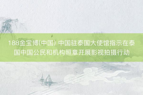 188金宝博(中国) 中国驻泰国大使馆指示在泰国中国公民和机构照章开展影视拍摄行动