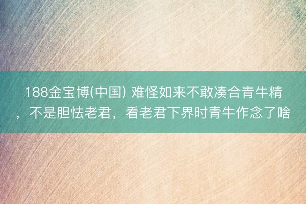 188金宝博(中国) 难怪如来不敢凑合青牛精，不是胆怯老君，看老君下界时青牛作念了啥