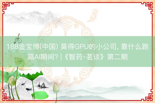 188金宝博(中国) 莫得GPU的小公司， 靠什么跑赢AI期间? |《智药·茗谈》第二期