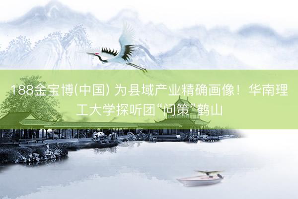 188金宝博(中国) 为县域产业精确画像！华南理工大学探听团“问策”鹤山