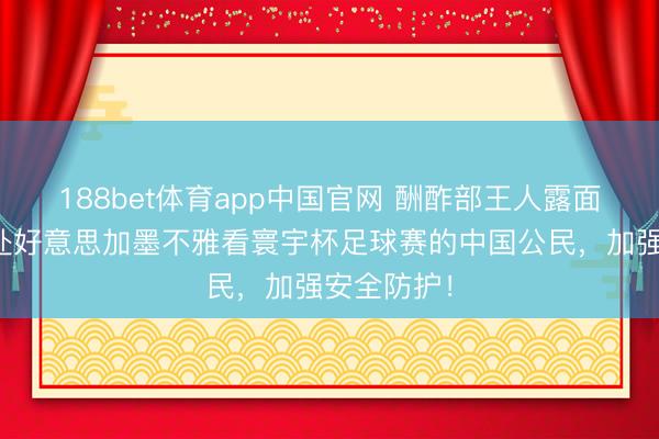 188bet体育app中国官网 酬酢部王人露面了！请示赴好意思加墨不雅看寰宇杯足球赛的中国公民，加强安全防护！